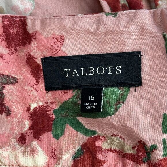 Talbots Pleated Skirt 16 Floral Rose Pink High Waist Cottagecore Boho Twee Retro - Picture 11 of 12